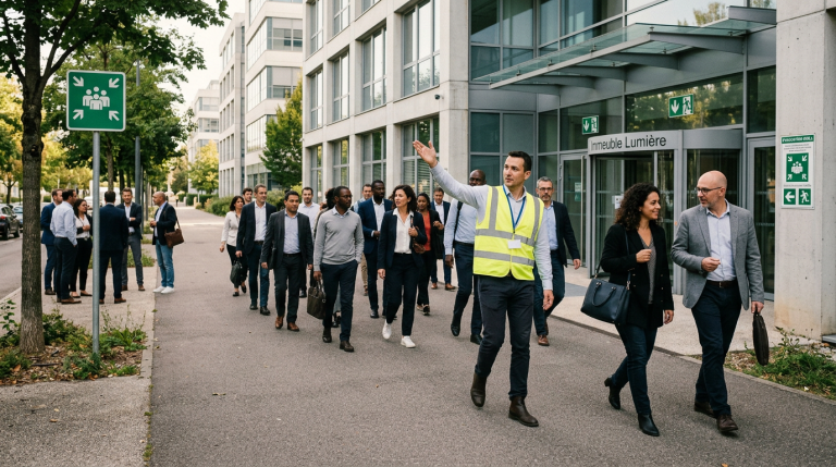 Exercice d’évacuation vers le point de rassemblement